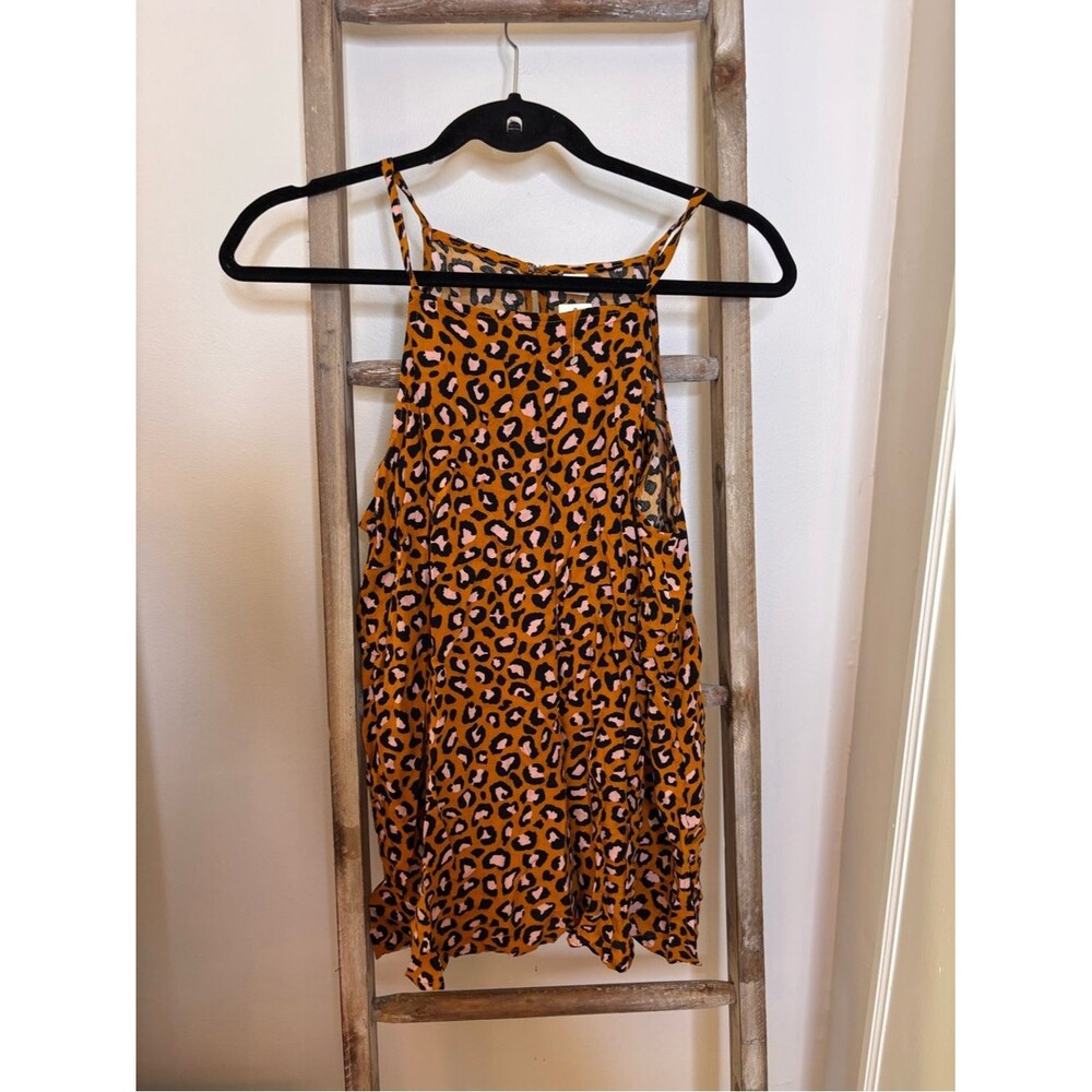 NEW WITH TAGS Old Navy Mustard Leopard Print Cami with Pink Accents